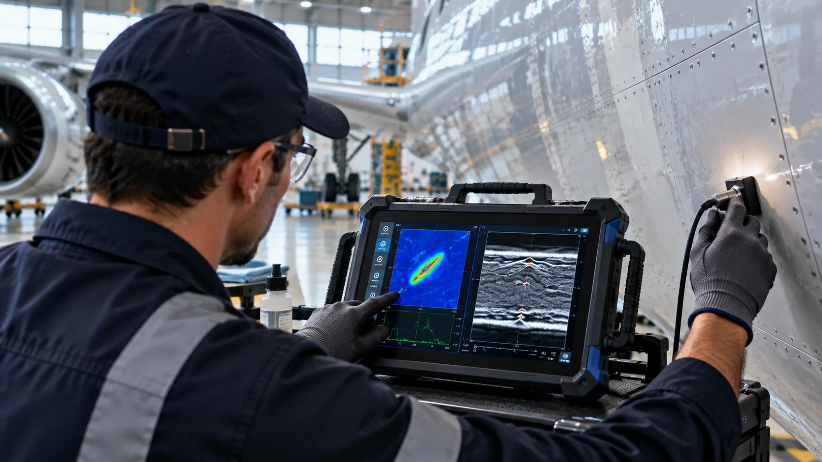 Inspección NDT de fuselajes con Eddy Current y ultrasonido