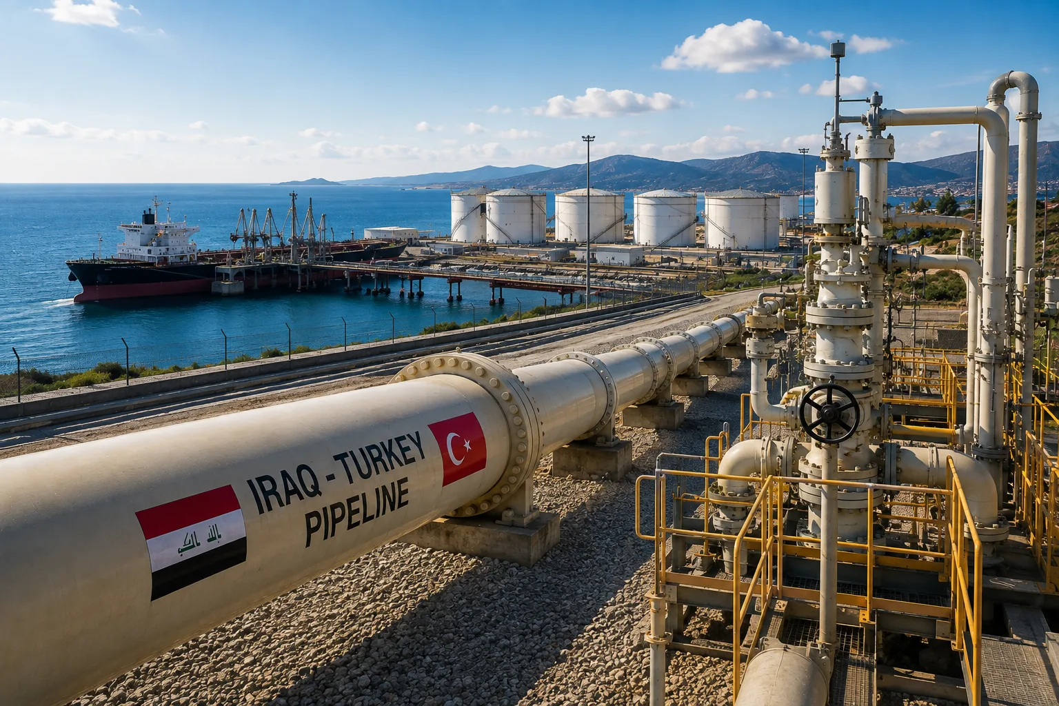 Iraq-Turkey Pipeline transporting crude oil to the Port of Ceyhan for international exports