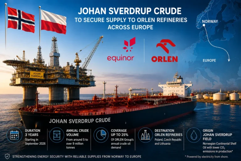 ohan Sverdrup crude to supply ORLEN refineries in Europe