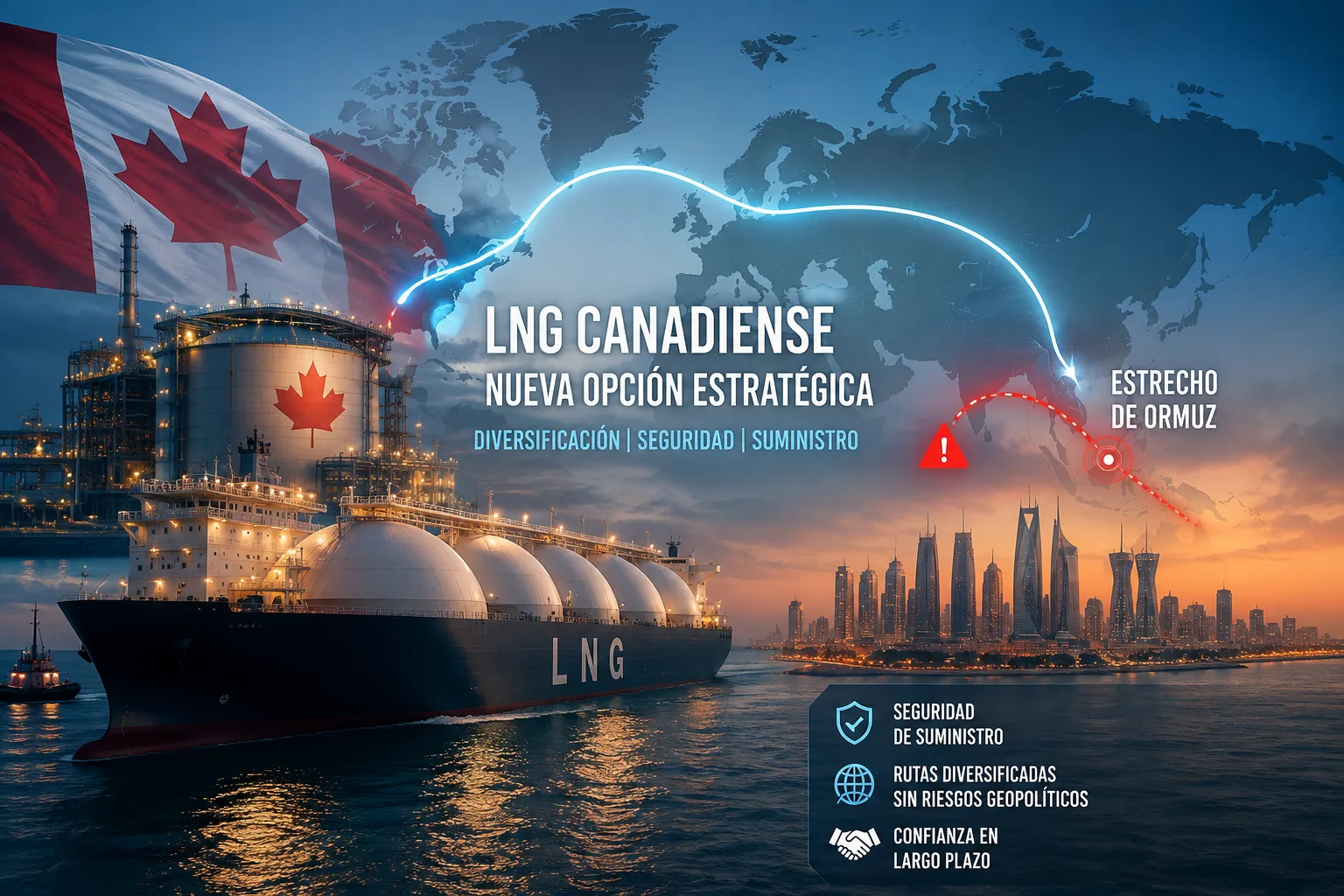 LNG canadiense gana valor estratégico ante riesgos de suministro en Medio Oriente