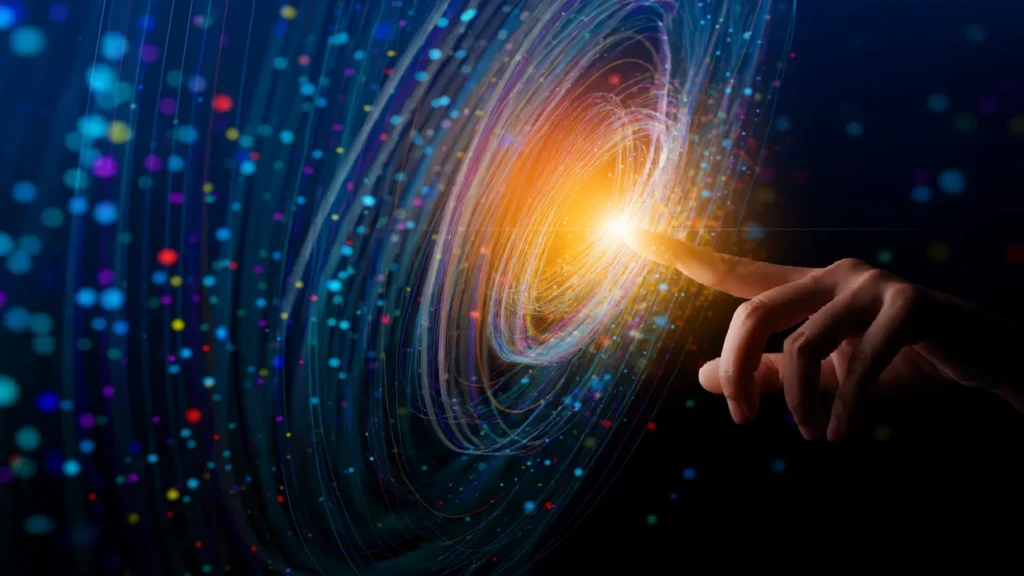 Representación abstracta de tecnología avanzada en Ensayos No Destructivos, simbolizando la precisión e innovación promovida por la AEND.