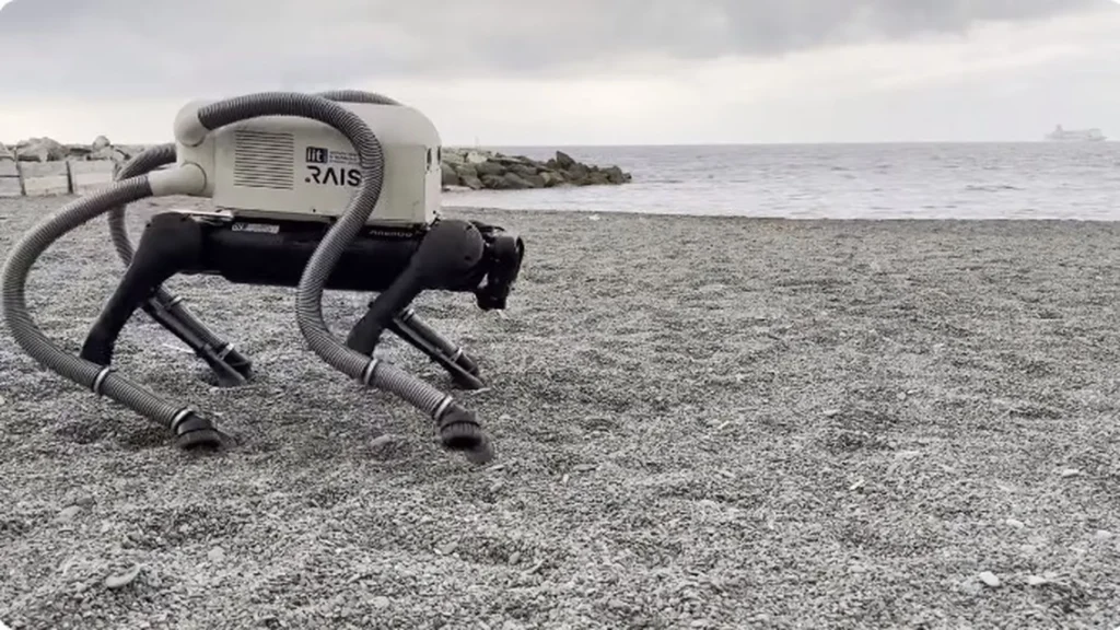 perro robot VERO aspira las colillas de cigarro