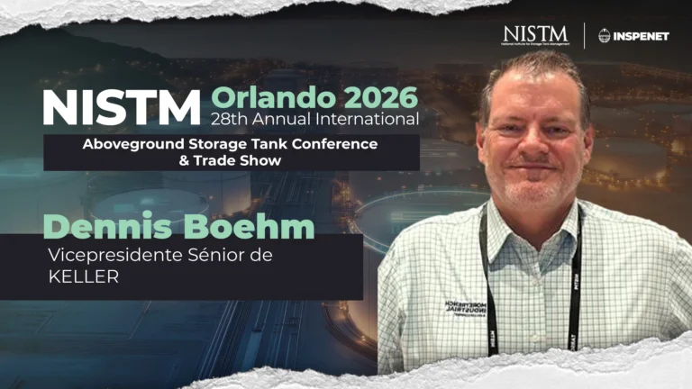 Banner de NISTM 2026 con Dennis Boehm de Keller en conferencia de tanques.