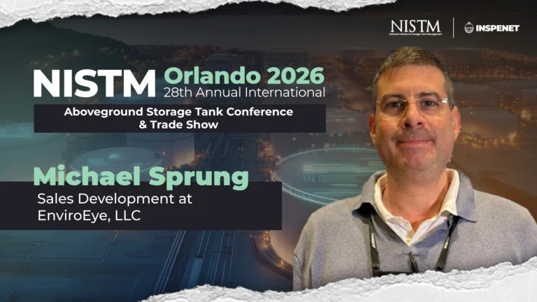 Michael Sprung of EnviroEye at NISTM 2026 speaking about industrial drainage and automated monitoring.