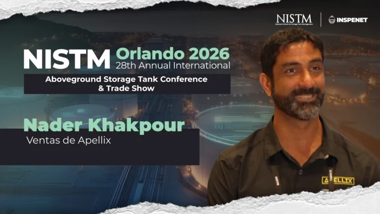 Nader Khakpour en NISTM 2026 hablando sobre mantenimiento industrial con drones.