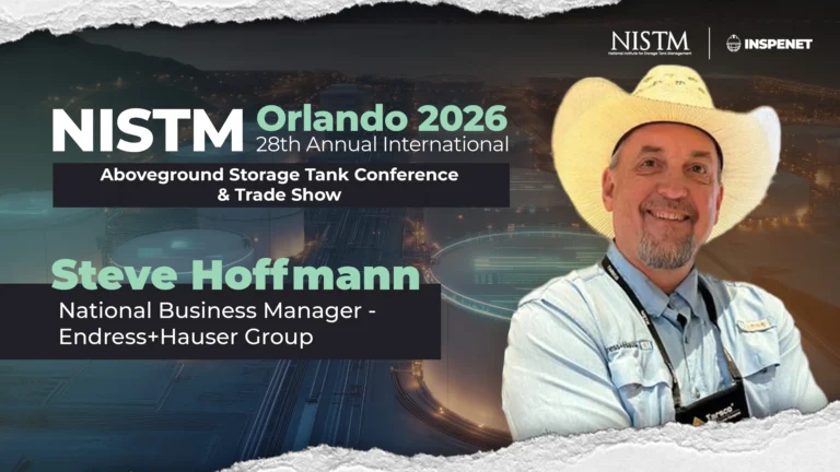 Steve Hoffmann at NISTM 2026 Orlando during an industrial automation and tank storage event.