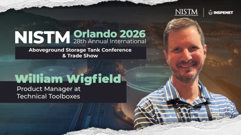 William Wigfield at NISTM 2026, an event on tank inspection and industrial technology.