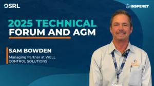 Sam Bowden at OSRL 2025, oil well blast control specialist.