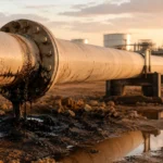 Onshore oil pipeline inspection after a leak on Waha Oil’s Zaqout-Sidra line in Libya
