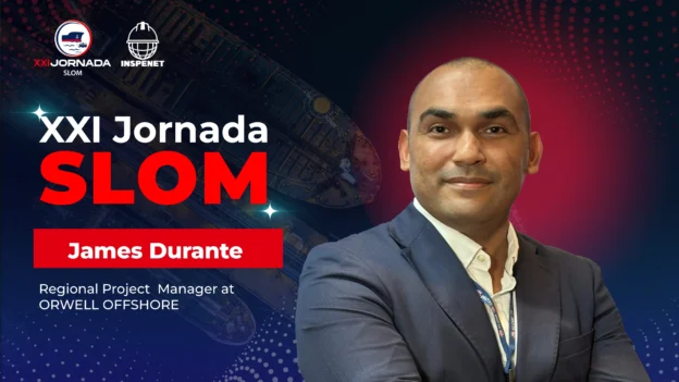 Promotional image for the XXI SLOM 2025 Conference in Panama, featuring James Durante, Regional Project Manager at Orwell Offshore.