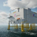 Plataforma offshore de Amprion en el Mar del Norte equipada para proyectos de energía eólica marina respaldados por PALFINGER.