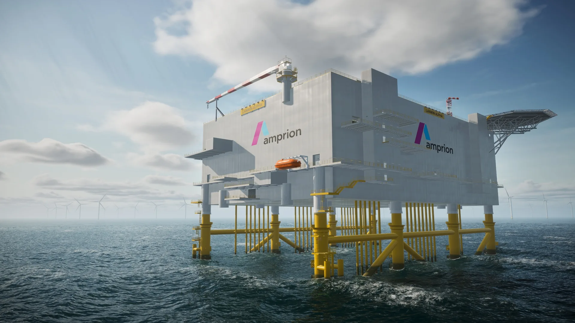 Plataforma offshore de Amprion en el Mar del Norte equipada para proyectos de energía eólica marina respaldados por PALFINGER.