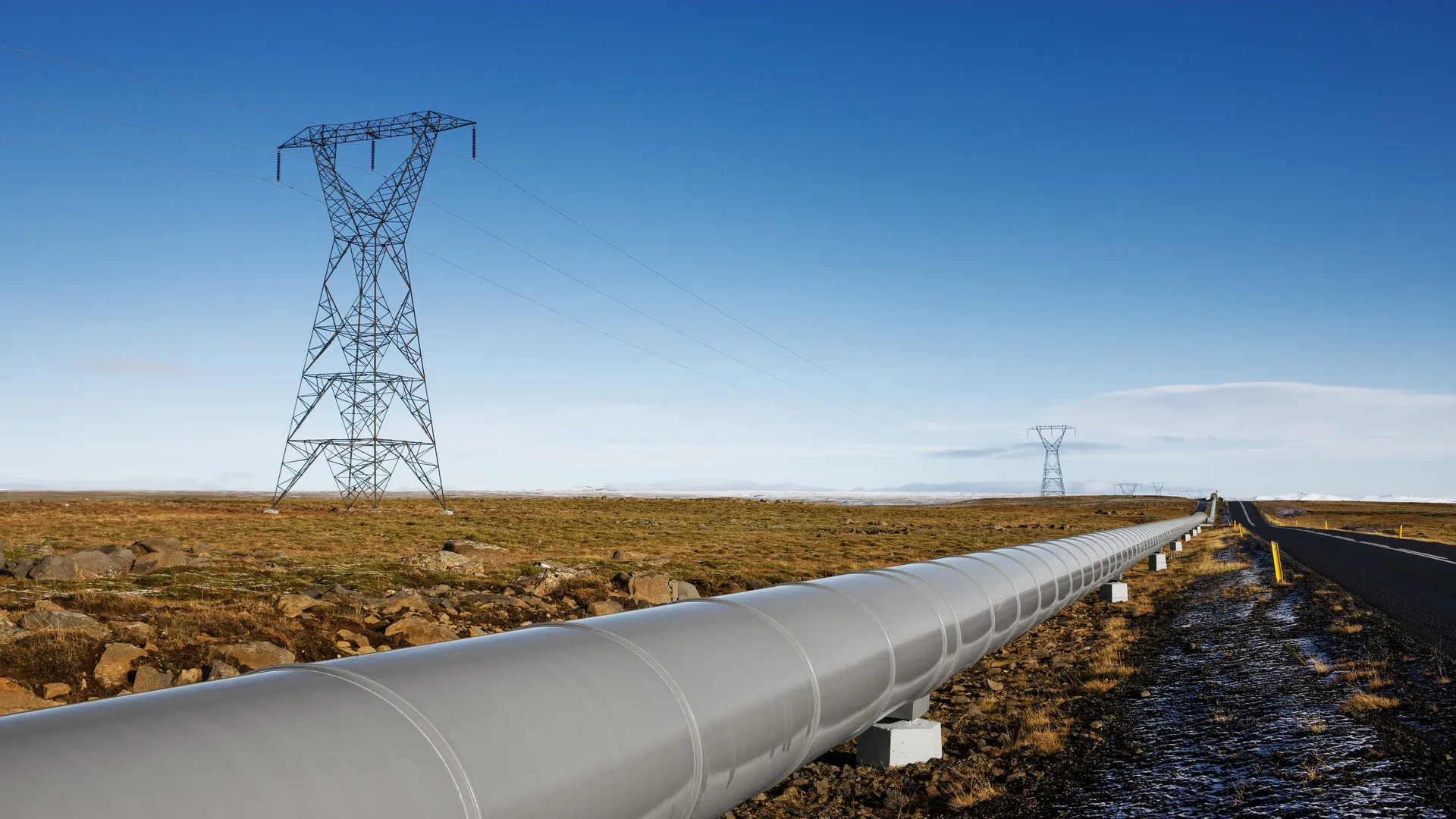 Pipeline near overhead powerlines, showing an AC Mitigation scenario to reduce induced voltage risks.