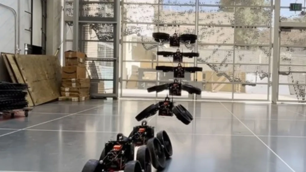 ATMO Robot transforms in mid-flight and rolls over rough terrain