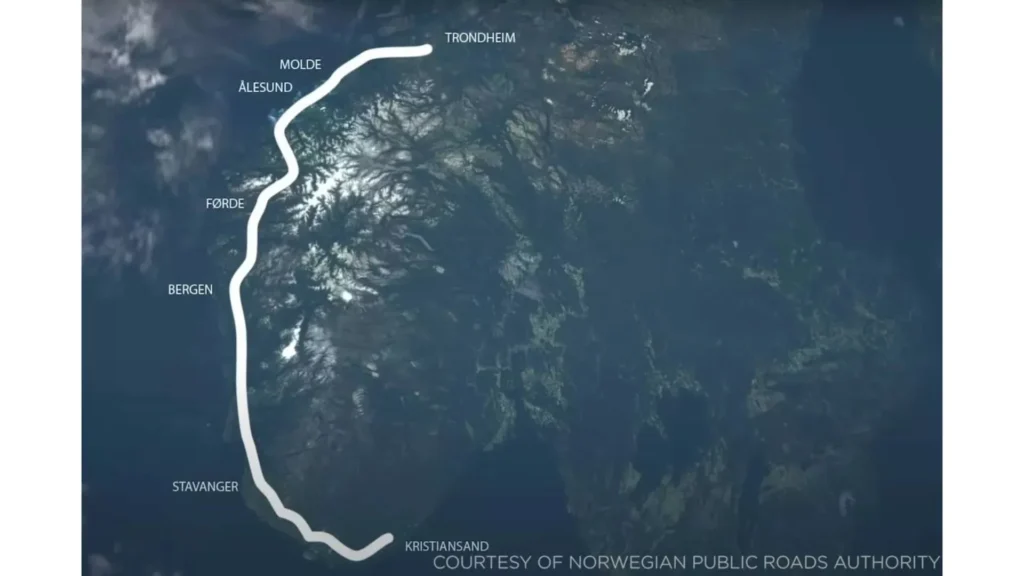 Route of the underwater tunnel in Norway