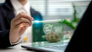 Professional using a digital platform for smarter emissions management in the energy sector