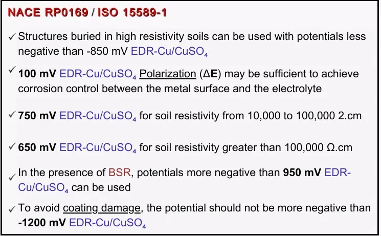 Performance Criteria for Cathodic Protection Systems