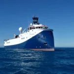 Buque sísmico SW Tasman de Shearwater durante operaciones offshore en el Mar del Norte para el proyecto OBN del campo Jackdaw.