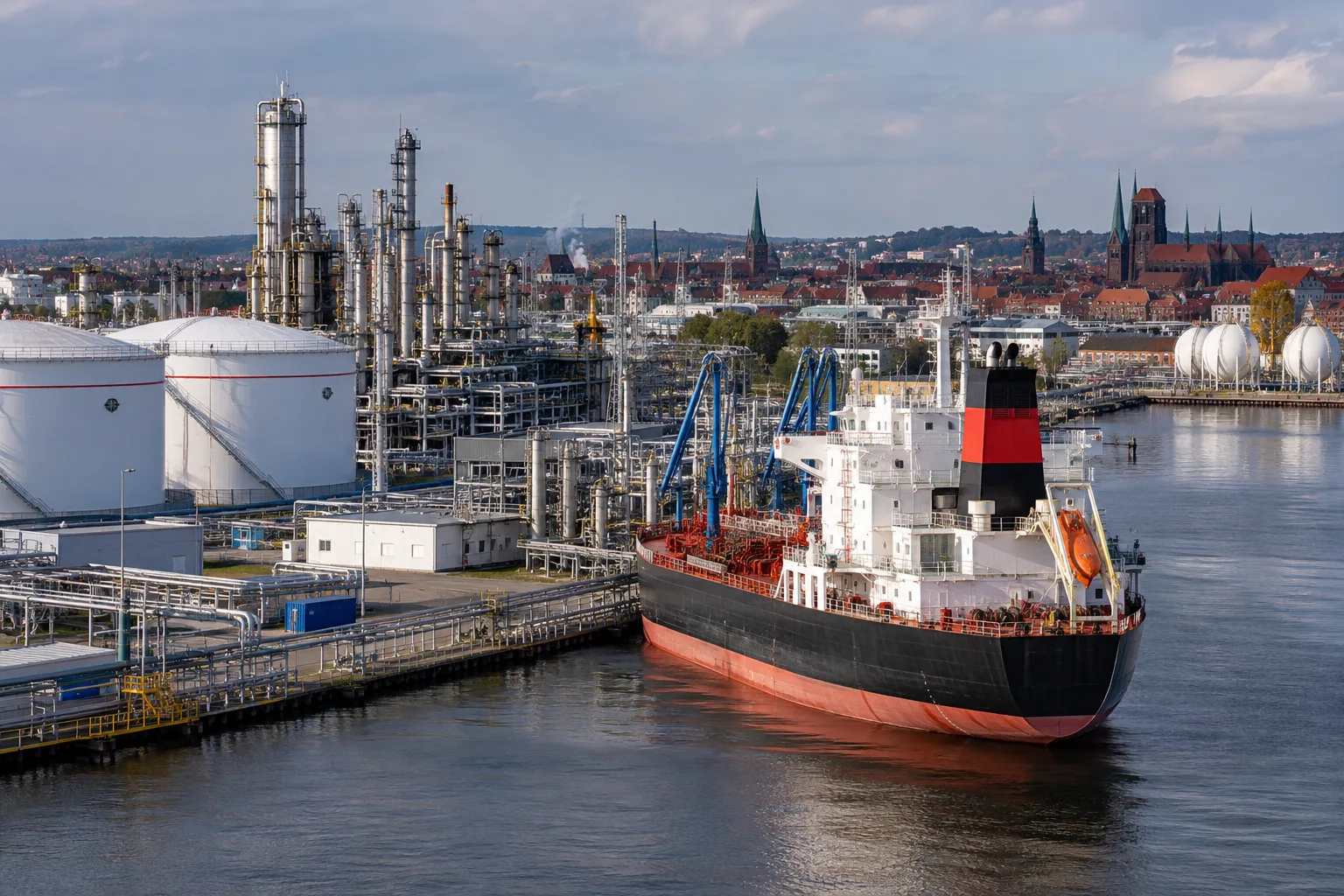 Terminal de transbordo de ORLEN junto a la refinería de Gdansk para operaciones marítimas de combustibles y biocombustibles