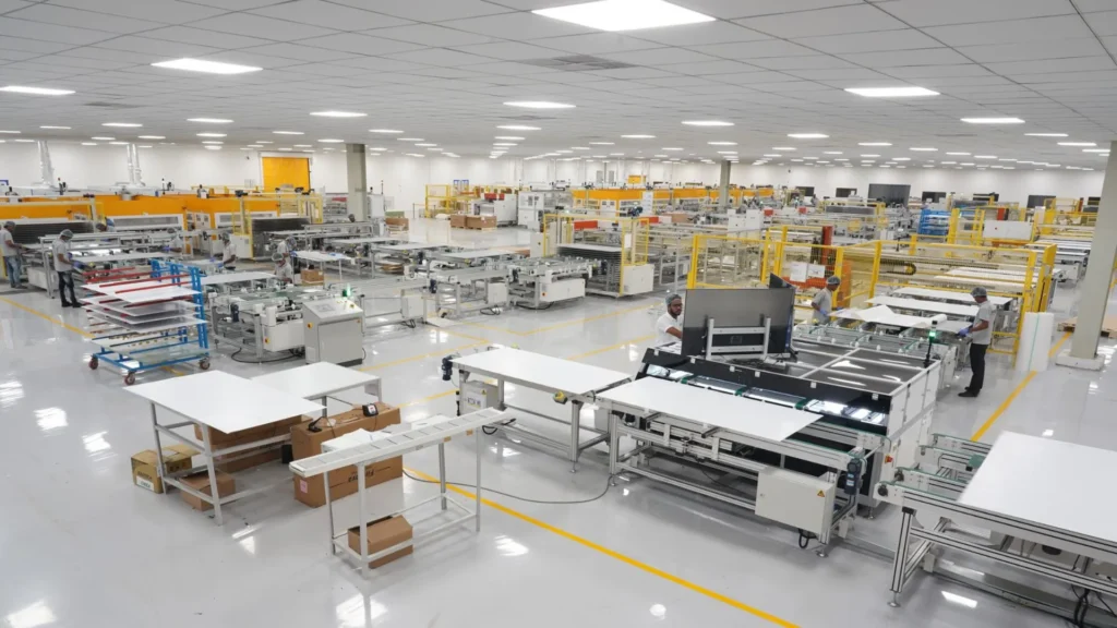 producción de prueba en la mayor planta de células solares de India