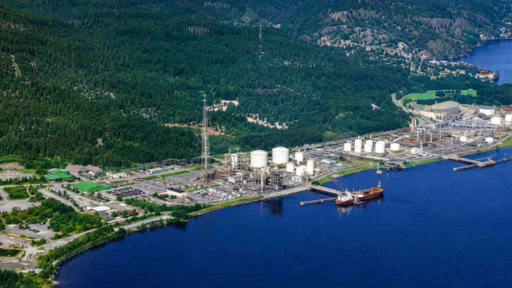 Vista aérea del complejo petroquímico de INEOS en Bamble, Noruega, donde se proyecta una planta de reciclaje avanzado de plásticos.