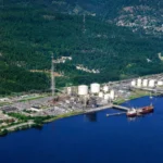 Vista aérea del complejo petroquímico de INEOS en Bamble, Noruega, donde se proyecta una planta de reciclaje avanzado de plásticos.