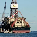 Buque de perforación Saipem utilizado en operaciones offshore vinculadas a Rhino en Orange Basin, Namibia.