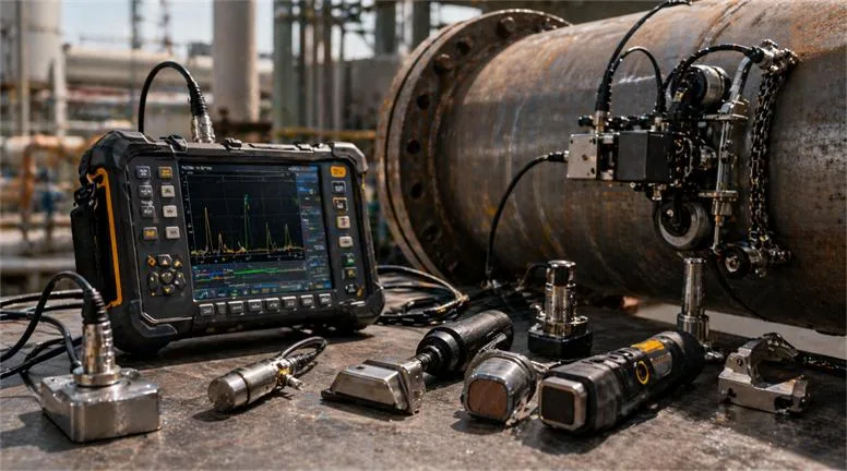 Non-destructive testing equipment for industrial environments used in NDT inspections.