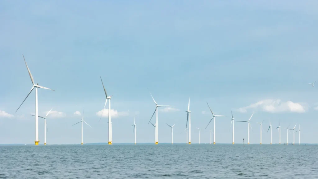 imagen referencial del parque eólico marino en Îles d'Yeu y Noirmoutier