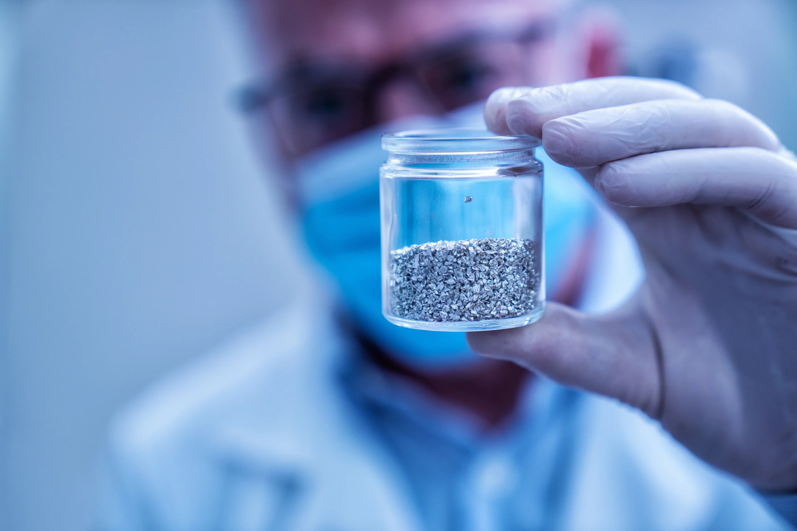 Muestra de tierras raras en laboratorio