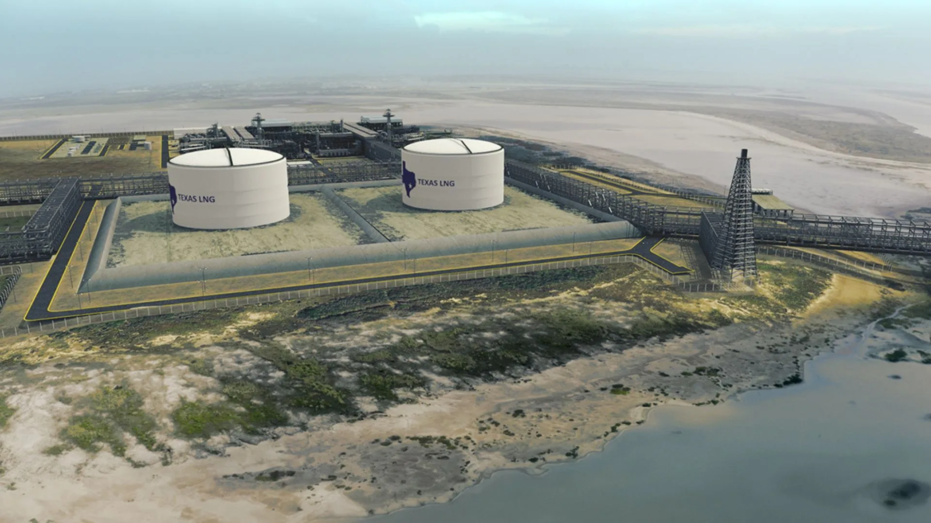 Vista aérea de la planta de Texas LNG