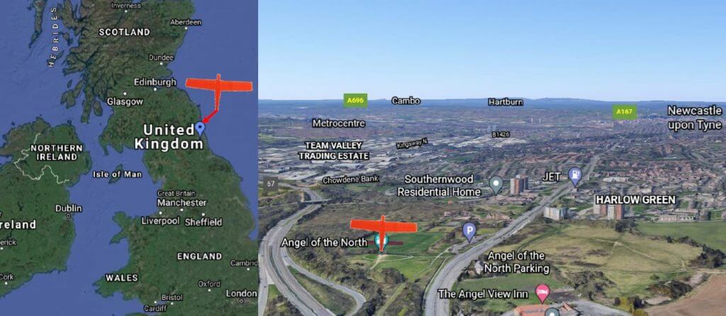  Location and view of the Angel of the North.
