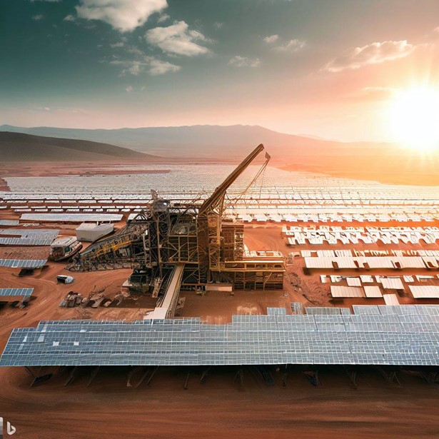 Centro minero energizado con sistemas solares de energías renovables.